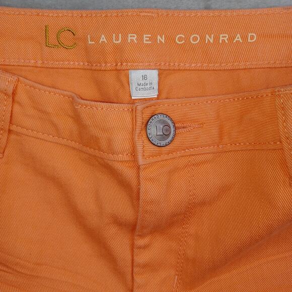 Lauren Conrad LC Cutoff Denim Shorts Womens Size 16 Peach 3" Mid Rise Distressed - Picture 4 of 11